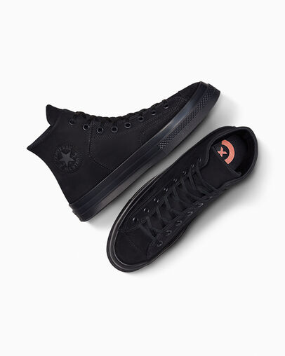 Chuck 70 Marquis Nubuck & Suede Black/Black/Black, Angled View