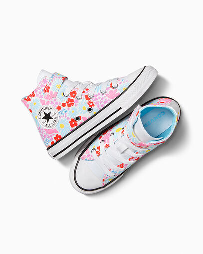 Chuck Taylor All Star Easy On Floral White/True Sky/Oops Pink, Angled View