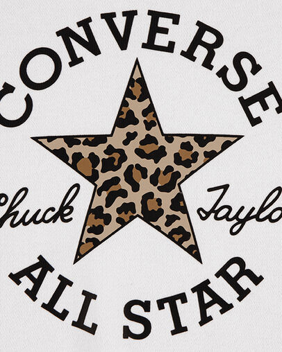 Leopard Chuck Taylor Patch Relaxed Hoodie Vintage White, Full Body View