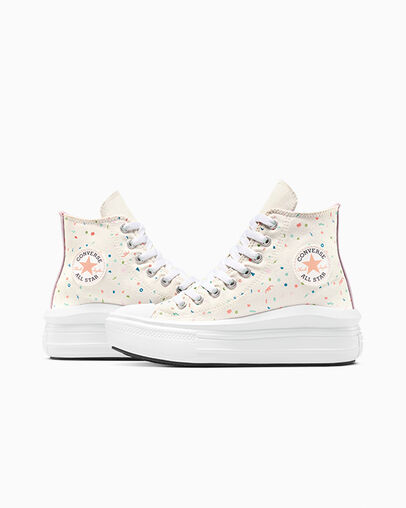Chuck Taylor All Star Move Platform Confetti Egret/White/Neon Salmon, Detail Angle View