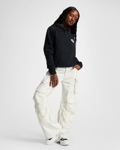 Y2K Heart Pullover Hoodie Converse Black, Back View