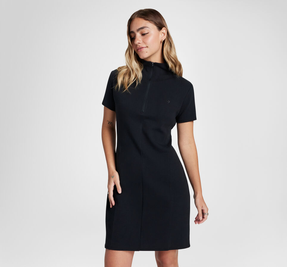 Half-Zip Mock Neck Short Sleeve Dress Converse Black