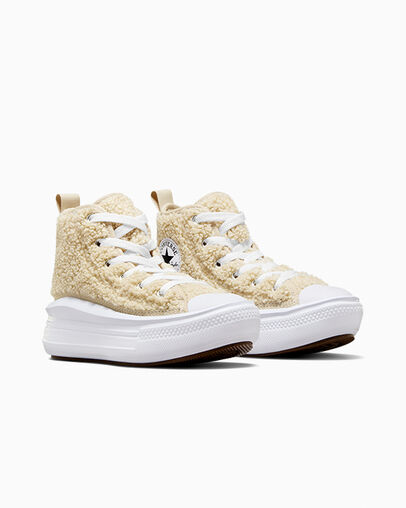 Chuck Taylor All Star Move Platform Sherpa Beach Stone/White/Black, Top and Side View