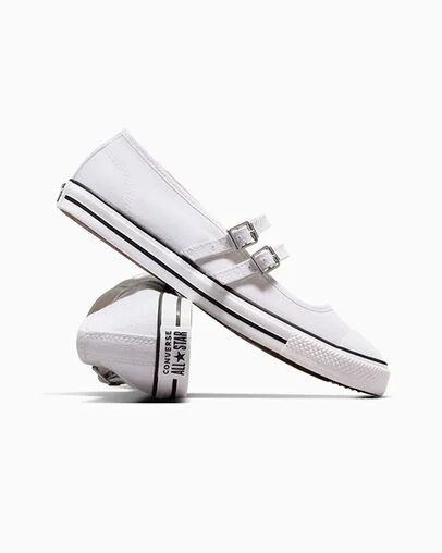 Chuck Taylor All Star Dainty Mary Jane White/Egret/White, Detail Angle View