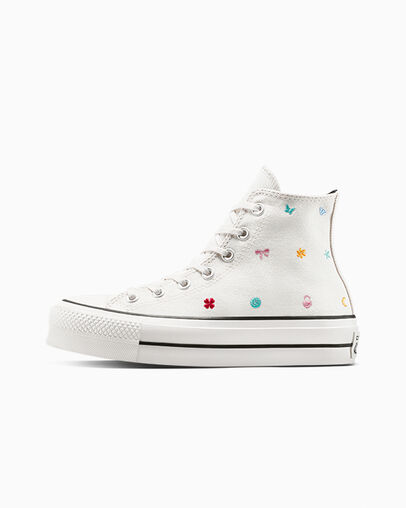 Chuck Taylor All Star Lift Platform Embroidered Doodles Vintage White/Vintage White, Inner Side View