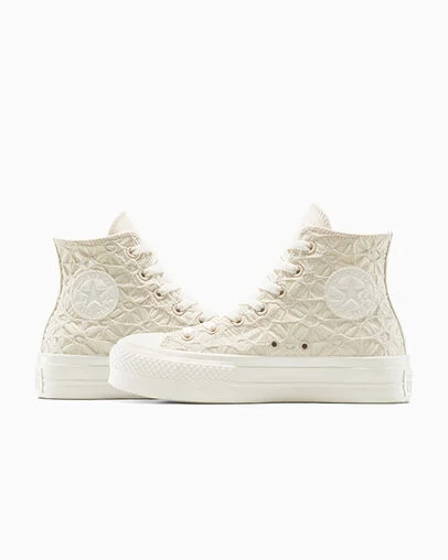 Chuck Taylor All Star Lift Platform Textured Material Light Dune/Egret/Egret, Detail Angle View