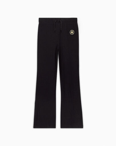 High-Rise Rib Knit Pants Black, Front View