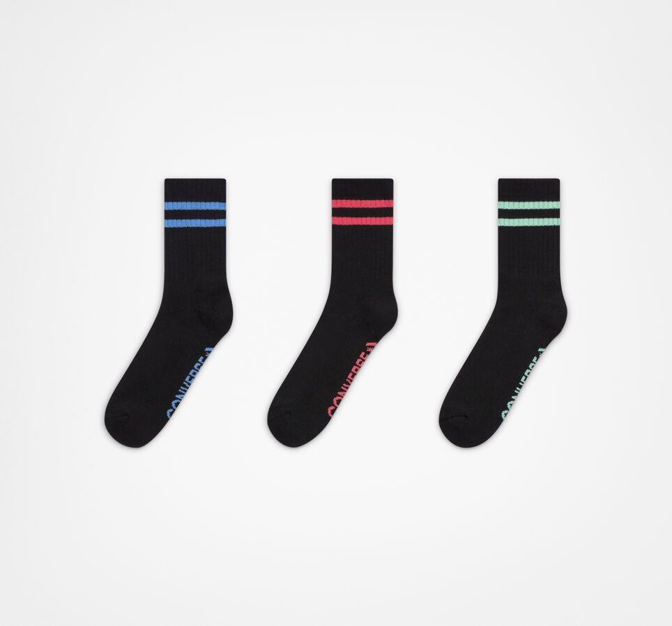 3-Pack Classic Double Stripe Star Chevron Short Crew Socks Black/Royal Pulse Black