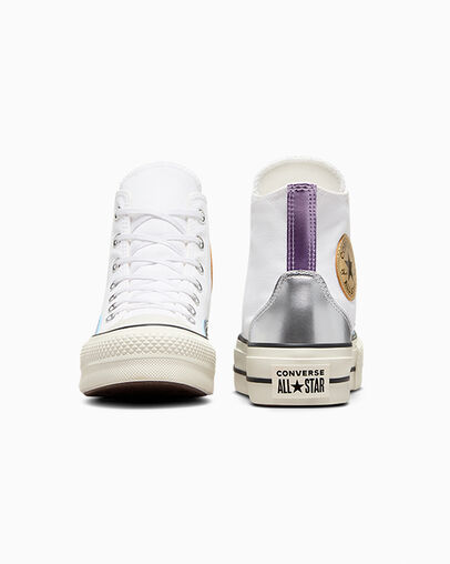 Converse All Star Lift Y2K Chrome White/Silver/Gold, Heel View