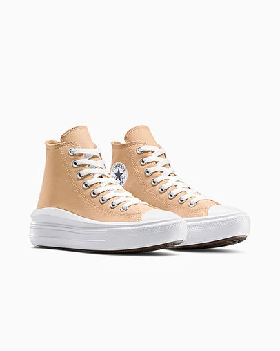 Chuck Taylor All Star Move Platform Canvas Coastal Dune/White, Top and Side View