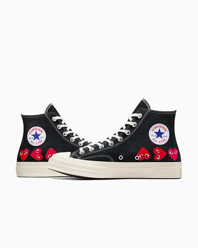 Converse x PLAY Comme des Gar&ccedil;ons Chuck 70 Multi Heart Black/High Risk Red/Egret, Detail Angle View