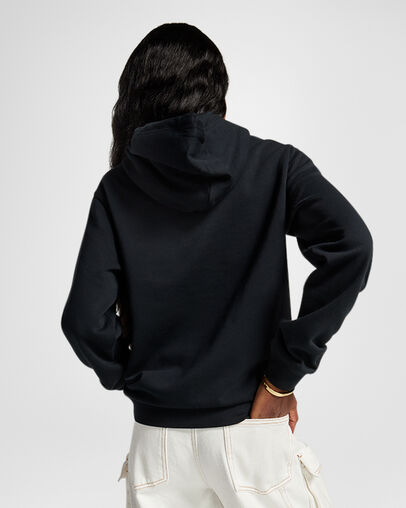 Y2K Heart Pullover Hoodie Converse Black, Full Body View