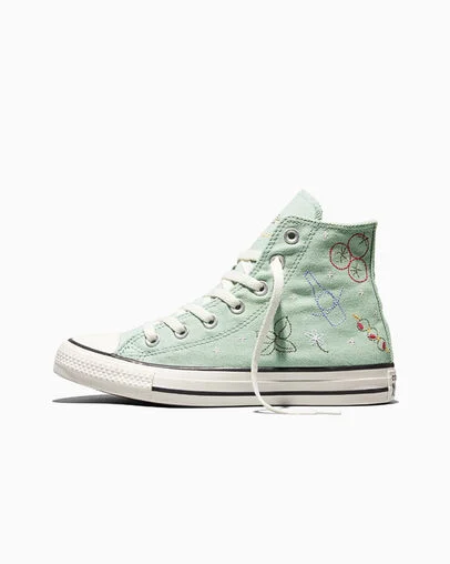 Chuck Taylor All Star Embroidered Market Essentials Thyme Again Green/Gold Palm/Very Peri Purple, Inner Side View