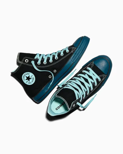 Chuck Taylor Color Pop Black/Murky Waters Blue/Rained Out Blue, Angled View