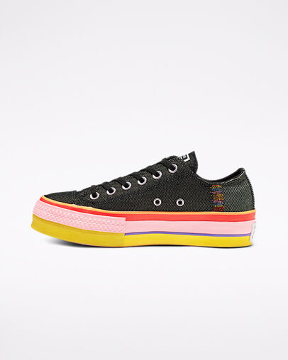 Chuck Taylor All Star Rainbow Platform Low Top Black/White/Coastal Pink