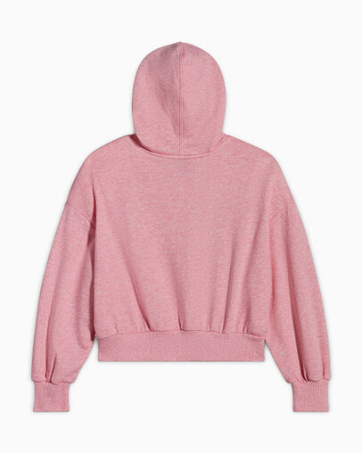 Varsity Pintuck Hoodie Lt Jellyfish Jitter Heather, Back View