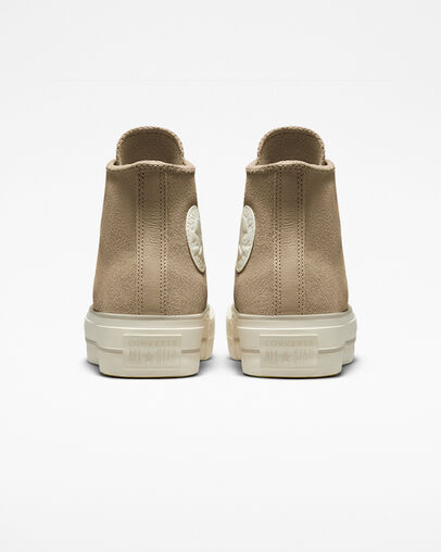 Chuck Taylor All Star Lift Platform Suede Nomad Khaki/Desert Sand/Egret, Heel View