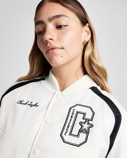 Retro All Star Varsity Jacket Converse Egret, Detail View