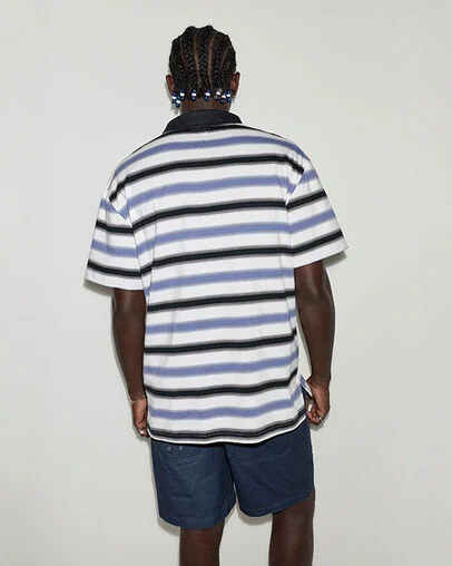 CONS Script Stripe Polo Shirt Indigo Storm Multi, Detail View
