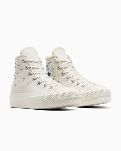 Chuck Taylor All Star Lift Y2K Gems Egret/Black/Egret, Top and Side View