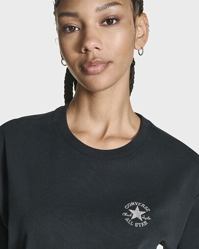 Embroidered All Star Oversized T-Shirt Black, Detail View