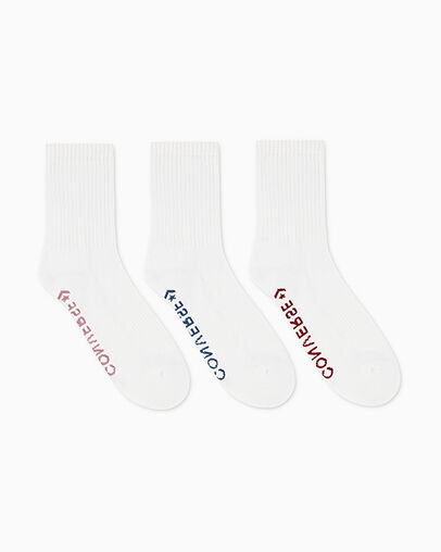 3-Pack Wordmark Half-Crew Socks White / Multi, 3/4 View