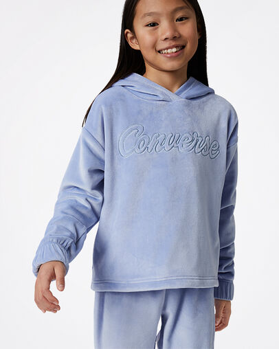 Velour Lurex Hoodie Blue Heron