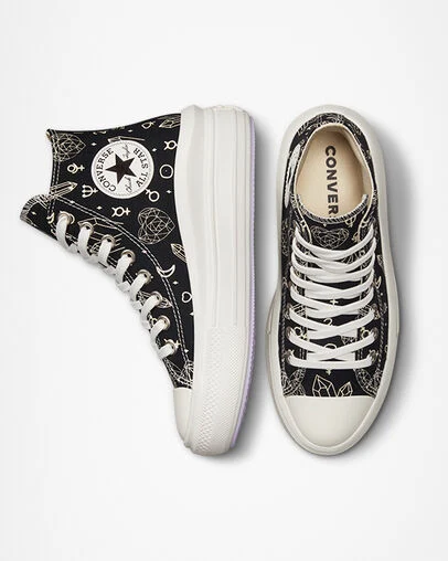 Chuck Taylor All Star Move Platform Mystic Crystals Black/Natural Ivory, Top and Side View