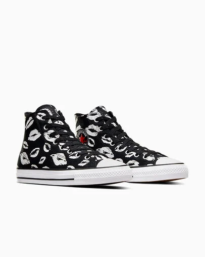 CONS Chuck Taylor All Star Pro Lips Black/White/Red, Top and Side View