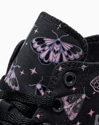 Chuck Taylor All Star Glow In The Dark Moths Black/Black/Cliffside Rose, Detail Angle View