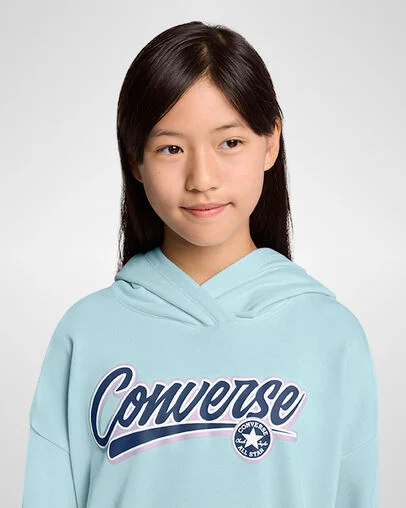 Script Relaxed Hoodie Rained Out Blue, Detail View