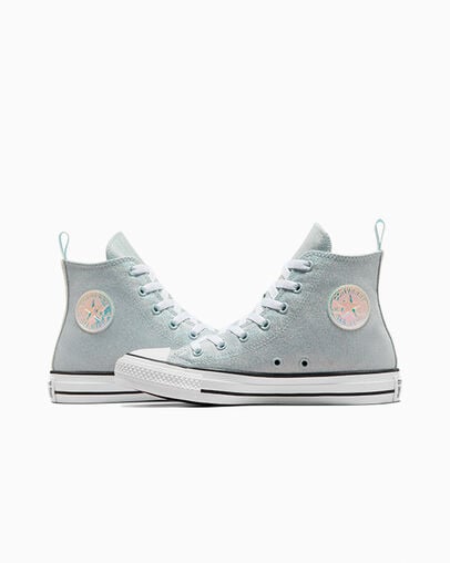 Chuck Taylor All Star Iridescent Winter Slay Blue /White/Black, Detail Angle View
