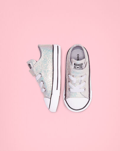 Coated Glitter Hook and Loop Chuck Taylor All Star Wolf Grey/Black/White