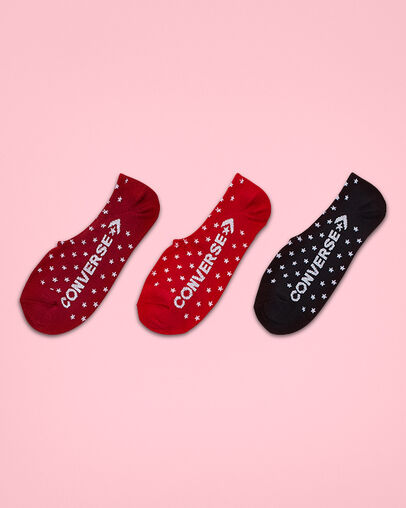 3-Pack Starry Converse Made For Chucks Socks Back Alley Brick/Red/Black, Front View