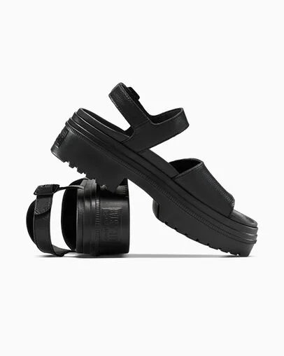 Converse Chuck Taylor All Star Lugged Heel Sandal Leather Black/Black/Black, Detail Angle View