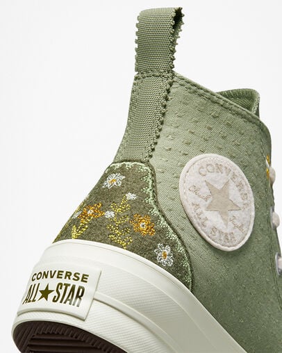 Chuck Taylor All Star Lift Platform Autumn Embroidery Light Field Surplus/Utility, Detail Angle View