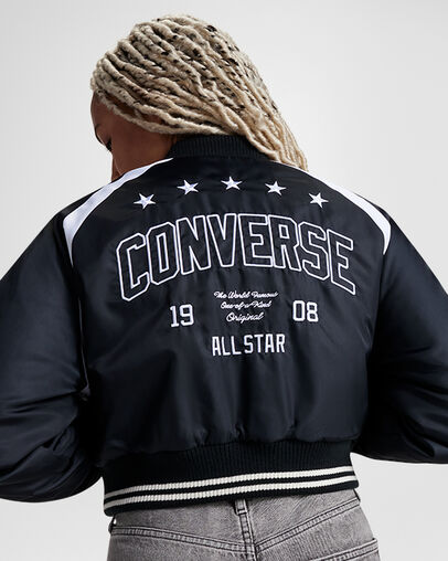 Retro All Star Varsity Jacket Converse Black, Back View