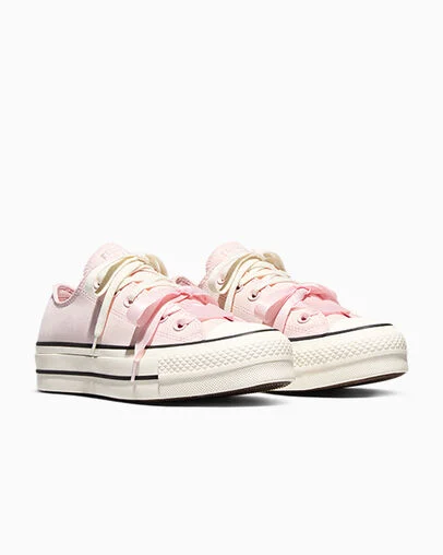 Chuck Taylor All Star Lift Platform Peached Canvas Decade Pink/Egret/Black, Top and Side View