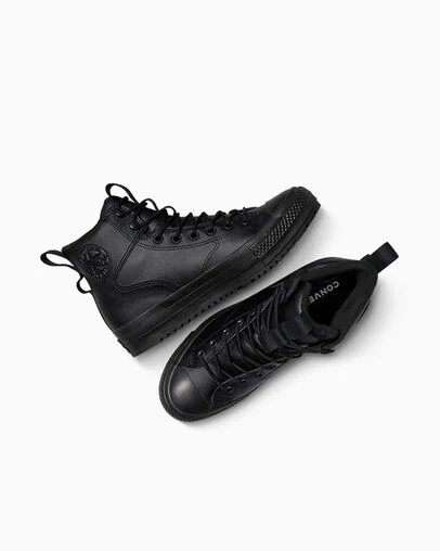 Chuck Taylor All Star Water-Repellent Hiker Boot Black/Black/Black, Angled View