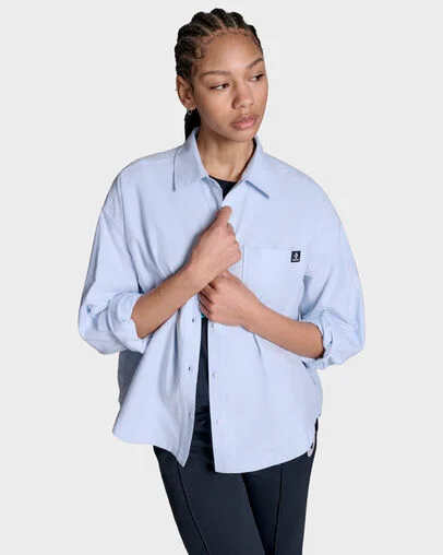 Oversized Oxford Shirt Blue It, Front View