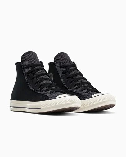 Chuck 70 Heavy Canvas Black/Total Eclipse/Egret, Top and Side View