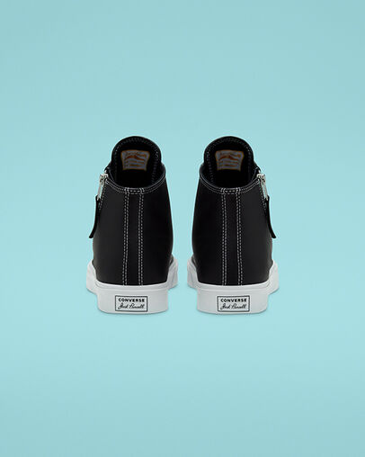 Leather Side Zip Jack Purcell Black/Black/White