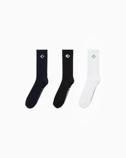 3-Pack Classic Star Chevron Crew Socks Navy/Black/White, Front View