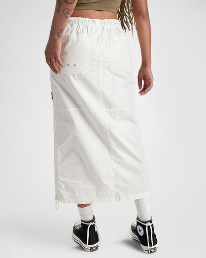 Long Woven Cargo Skirt Converse Egret, Back View