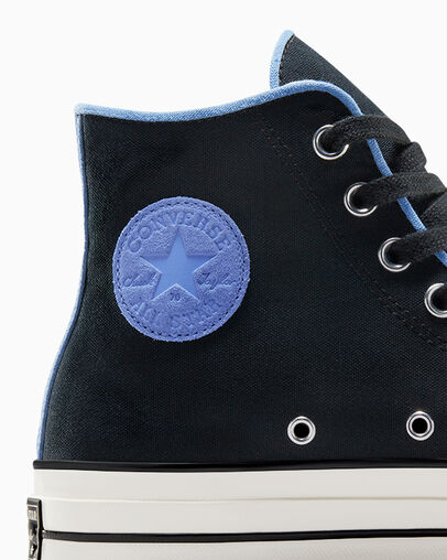 Chuck 70 Canvas & Cotton Black/Black/Open Sky, Detail Angle View