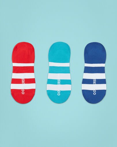 3-Pack Rugby Stripe Liner Socks University Red/White Rapid Tea, 3/4 View