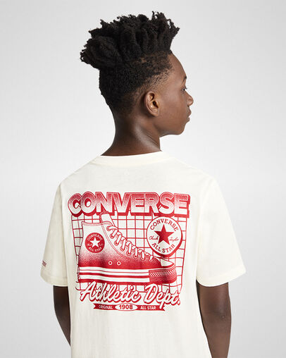 Retro Athletics Short Relaxed Sleeve T-Shirt Egret/Converse Red, Detail View
