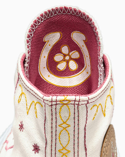 Chuck Taylor All Star Lift Platform Western Stitch Egret/Astrodust/Yellow, Detail Angle View