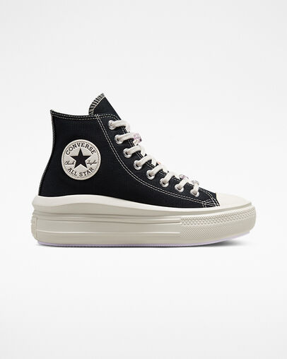Chuck Taylor All Star Move Platform Pop Words Black/Egret/Vapor Violet, Outer Side View
