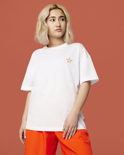 Stars Are Rising Oversized Short Sleeve Tee White, Front View